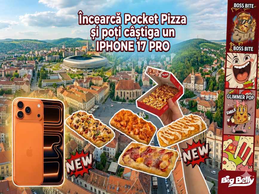 Pocket Pizza Cluj: Pizza de Buzunar care Te Urmareste Oriunde — si Iti Poate Aduce un iPhone 17 Pro!